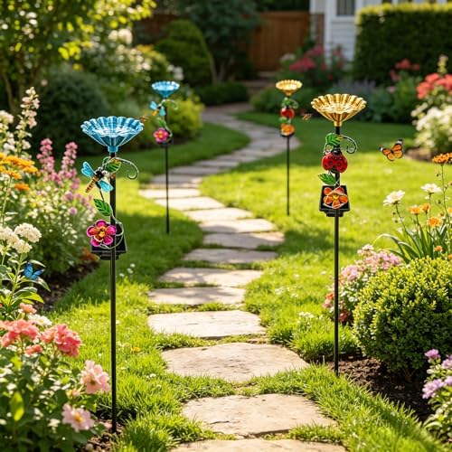 VOOKRY Solar Outdoor Garden Decor Lights & bee/Bird/Butterfly Water Station