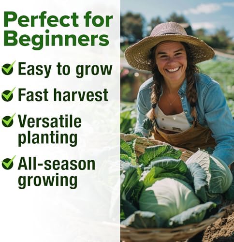 HOME GROWN Cabbage Seeds 7 Variety Mix 2000+ Heirloom Non-GMO, High Germination, Bok Choy, Red & Green Acre, Savoy, Napa Michihili, Copenhagen Market, Jersey Wakefield, Cold Hardy