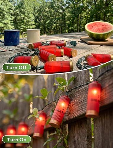 Oviejo 8.5Ft Shotgun Light String, Christmas LED Light String with 10 Red Bullet Lights for Outdoor Mexican Party Graduation Celebration Patio Bedroom Decor, Green Wire