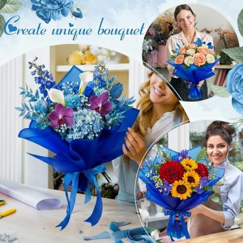 Ctosree 240Sheets Flower Wrapping Paper,Waterproof Korean Bouquet Wrap 23in