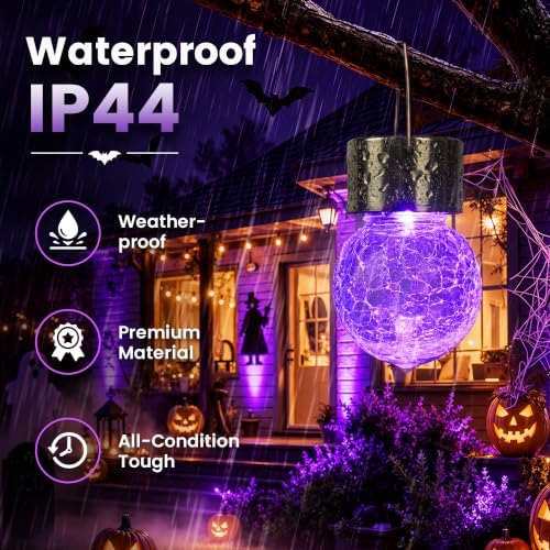 GIGALUMI Halloween Solar Lights Outdoor Solar Hanging Lanterns Outside 12PC