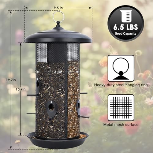 Gtongoko Bird Feeders for Outdoors, All Metal Mesh Tube Bird Feeder
