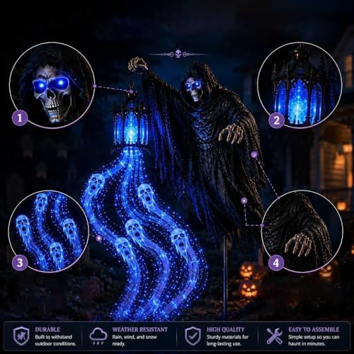 Halloween Grim Reaper Solar Animated Garden Stake Light