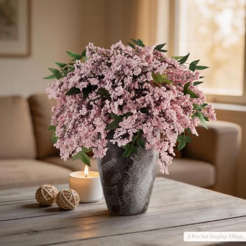 1 Pcs Artificial Berry Stem 36" Realistic Flowers Picks Branches Faux Stem Spray DIY for Holiday Seasonal Farmhouse Mantel DIY Home Decorations (Pink)