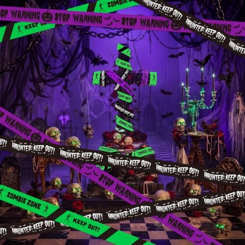 SWRT 3 Pack Halloween Decorations Caution Tape, 3 in x 30 Ft (Total 90 Ft)