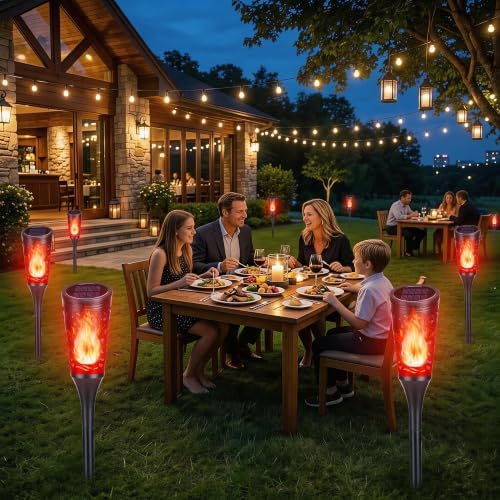 Toodour Solar Halloween Lights Outdoor, 6 Pack Solar Torch Light Waterproof