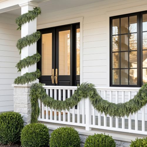 Hananona 9 FT Christmas Garland, 2 Pcs Real Touch Cedar Garlands