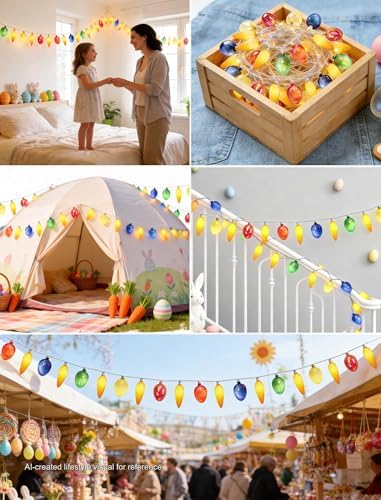 12Ft Connectable Easter String Lights, 20 LED Warm White Carrot
