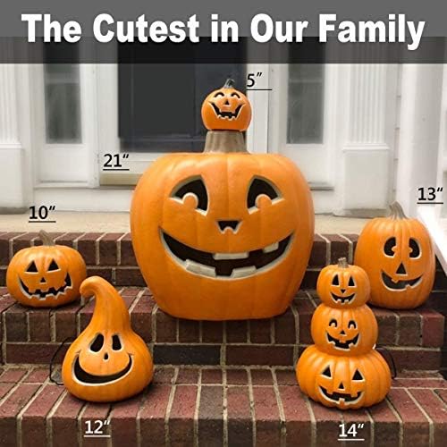 21" Jack O Lantern Halloween Pumpkin Lantern Large Light Up Pumpkin Decorations Lighted Pumpkin with LED Bulb Indoor/Outdoor Pumpkin Decoration