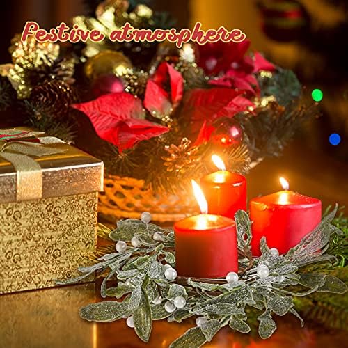 Waydress 5 Pcs Christmas Candle Ring Wreath 3 Inch,White