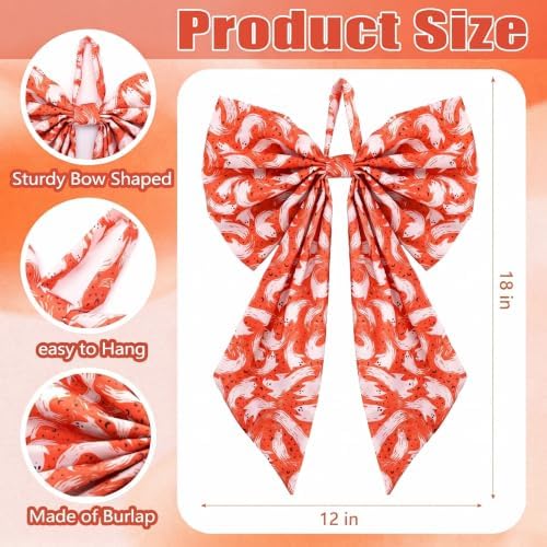 Suncalla 2 Pcs Orange Halloween Ghost Wreath Bows 18'' x 12''
