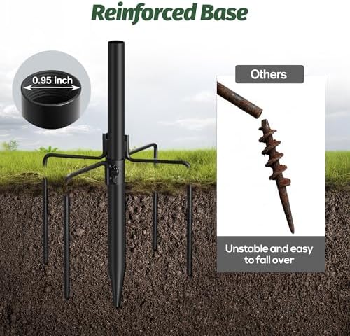 79 Inch Bird Feeder Pole Kit, 5-Prong Base, Hanging Hook