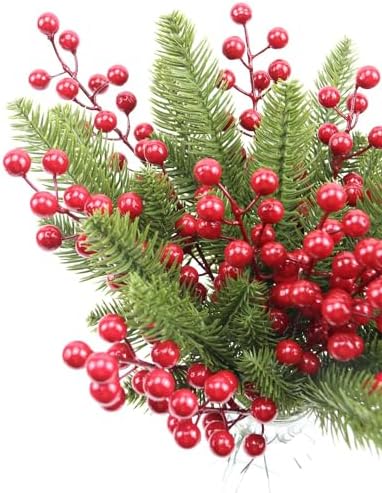 Mklsit 60 Pack Artificial Red Holly Berries, 8.2 Inch Christmas Berry Picks