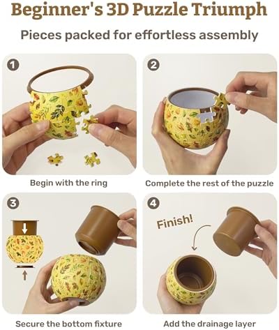 PieceRelax Unique 3D Puzzle Planter - 80 Plastic Pieces [K1127]