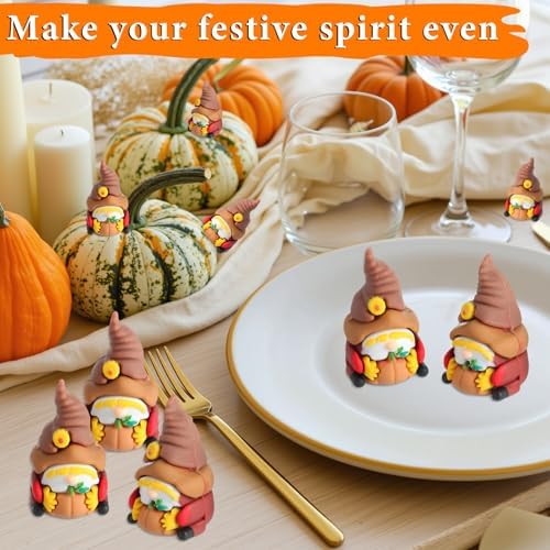 Beeveer 30 Pcs Fall Scarecrow Gnome Figurines, Mini Pumpkin Harvest Decor