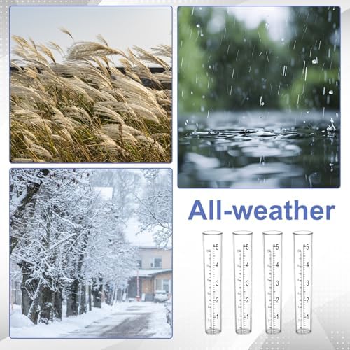 4 Pcs Rain Gauge Replacement Tube, 5 Inch Plastic Rain Gauges for Yard Garden Outdoor Lawn Home