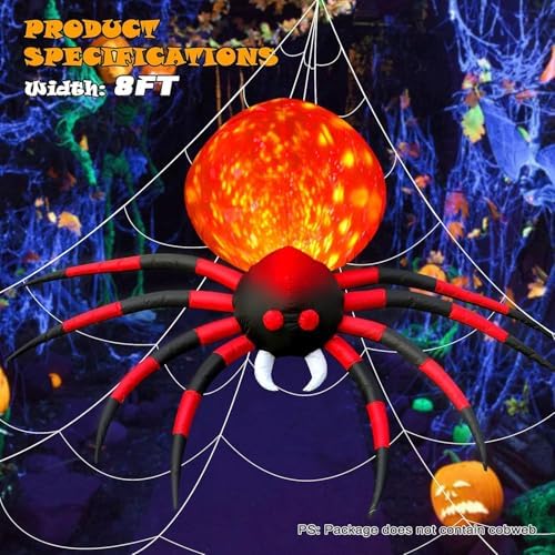 8 FT Halloween Inflatable Spider Outdoor Yard Decor with LED Rotating Flame