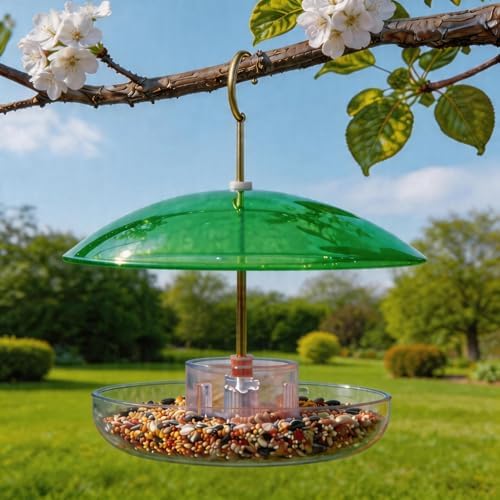 8" Mini Plastic Rain Cover for Bird Feeder, 2-Pack Green Weather Guard Dome