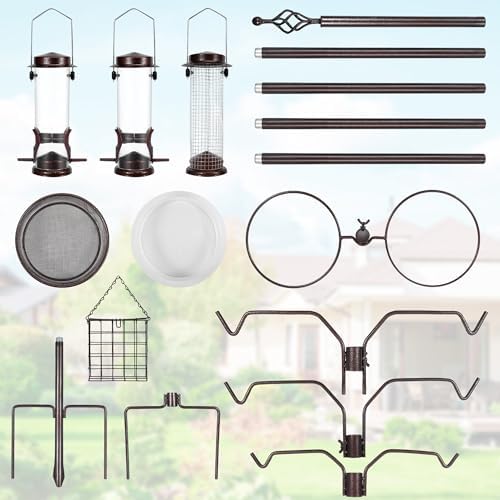 YINGYM Bird Feeding Station Kit, 94 Inch Bird Feeder Pole for Outdoors