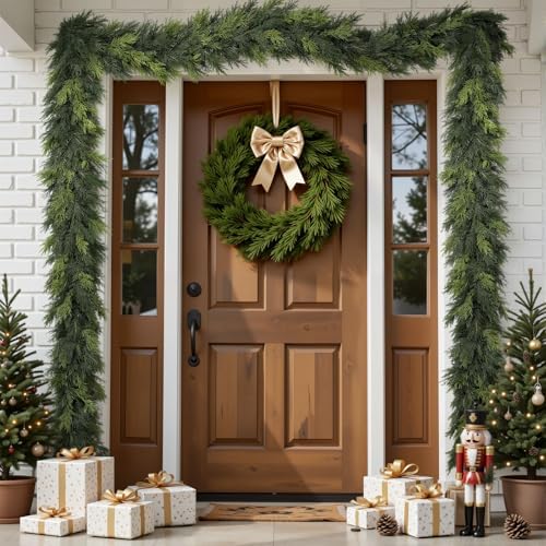 SHareconn 9FT Artificial Real Touch Christmas Cedar Garland Decoration