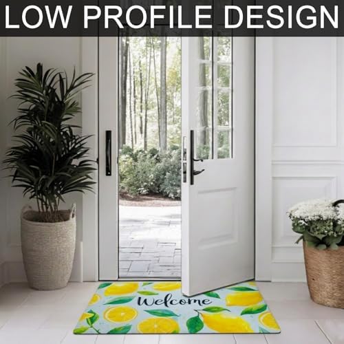 Welcome Mat 17x29 Inch Spring Summer Front Door Mat, Lemon