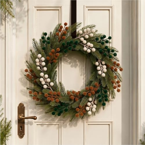 48 Pcs Brown Green Beige 6.5 Inch Christmas Holly Berry Stems