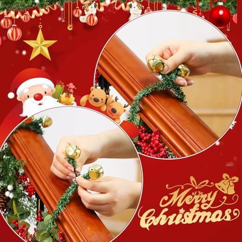 25 Pcs 20 Inch Christmas Garland Ties for Banister Bells, Gold