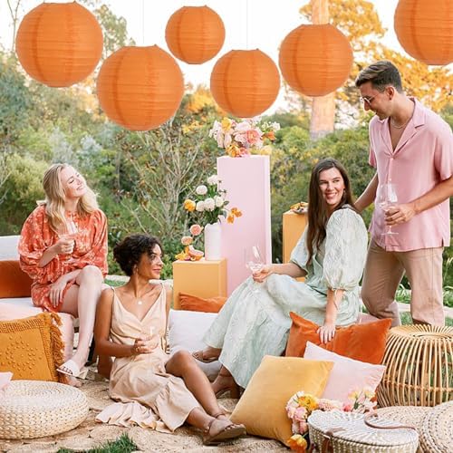 BEISHIDA 10 Inch Orange Paper Lanterns 6Packs Hanging Round Chinese Lantern