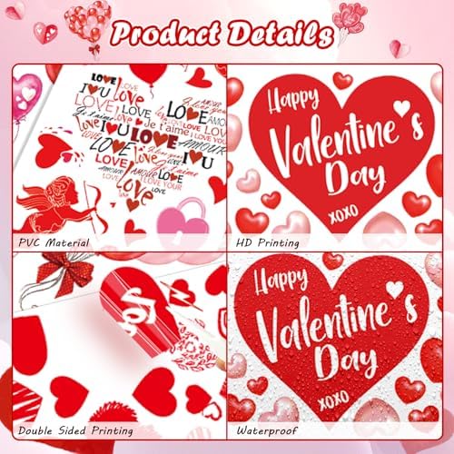 Valentine's Day Hearts Window Clings for Glass Window 7 Sheets 127 Pcs Happy Valentines Day Heart Window Stickers Decals Decorations Party Supplies for Wedding Anniversary Valentines