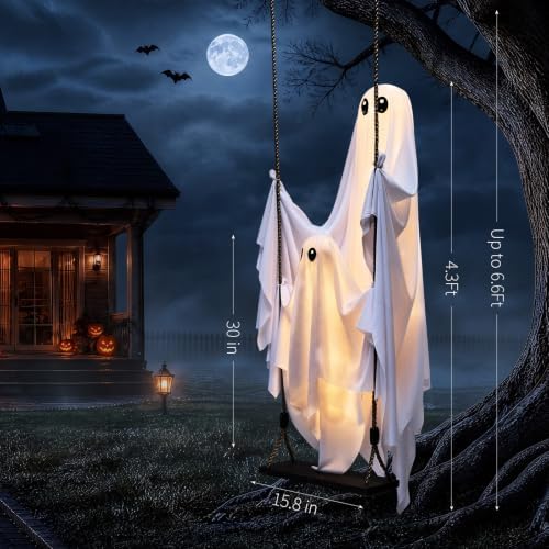 Halloween Decorations Outdoor, 4.3FT Swinging Ghost Hanging Decor
