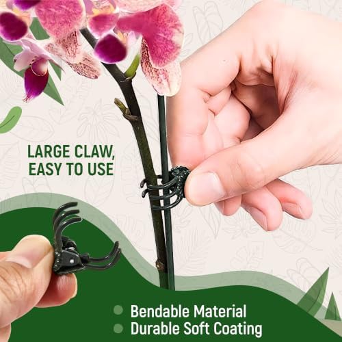 20pcs 16" Bendable Plant Support Stakes & 30 Clips- Orchid Stakes and Clips
