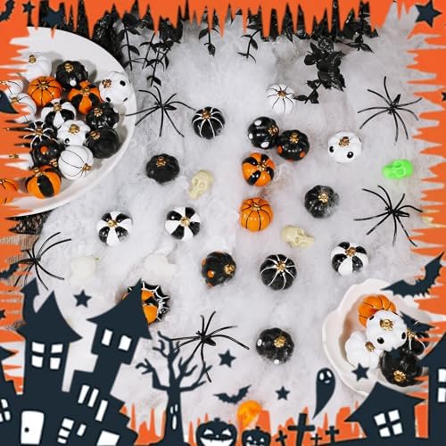 Rileryan 20 PCS Mini Pumpkin Figurines Halloween Miniatures Resin Figurines