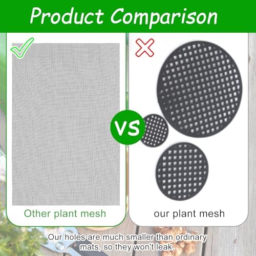 lasuroa 15pcs Flower Pot Hole Netting Mesh Pad, 30x20cm/11.8x7.8 Inch Bonsai Eye Mesh Drainage Screens Plant Pot Drainage Meshes Plant Accessories Kit Screen Meshes Preventing Substrate Leakage