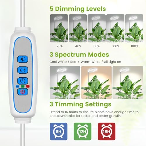 Kullsinss 6.3in Grow Light, Full Spectrum Plant Lights for Indoor Growing