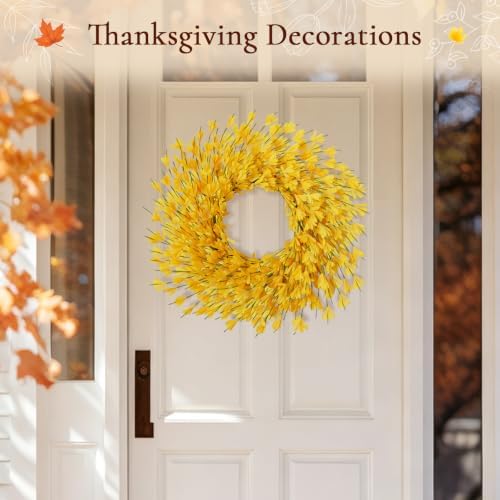 26 in Fall Wreath for Front Door, Autumn Thanksgiving Decor(Bright Yellow)