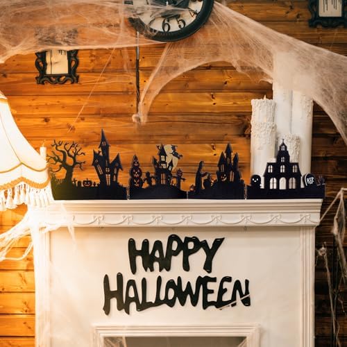 Colingmill 32'' Halloween Tabletop Wooden Decor Black Cemetery Haunt House