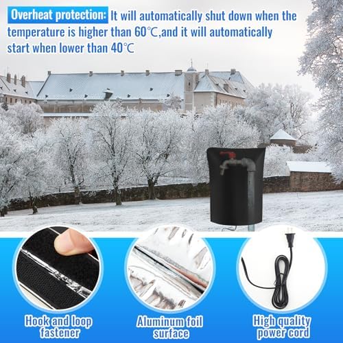 1 Pcs 20" L x17 W Electric Heated Outdoor Faucet Cover for Winter Freeze Protection Heating Hose Bib Covers for Winter, Water Pipe Heater for Garden Faucet Insulated Spigot Protector, Black