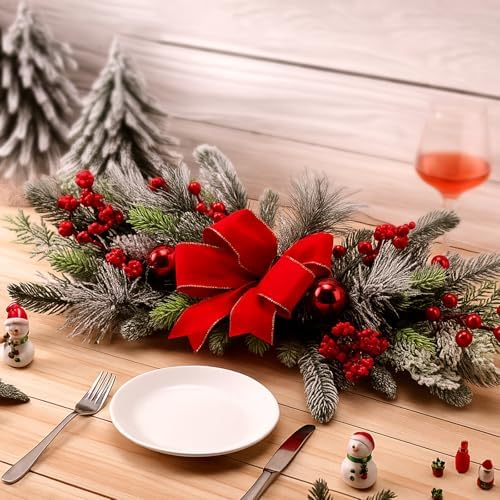 24'' Christmas Table Centerpiece Christmas Swag Decoration for Dining Table