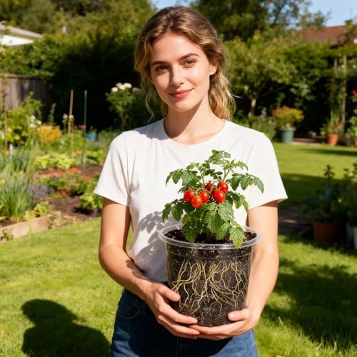 MIXC Clear Nursery Pots with Drainage Holes and Saucers, 12Inch, 12Pack