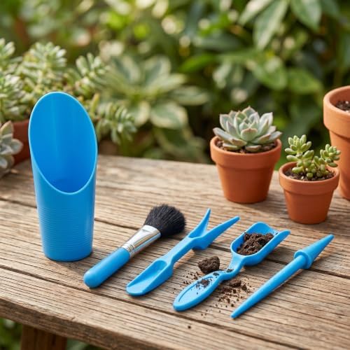 5 PCS Mini Garden Tools, Plastic Indoor Plant Tools with Soil Scoop