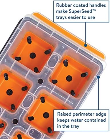 Burpee SuperSeed Windowsill Seed Starting Tray | 8 XL Cell | Seed Starter Tray | Reusable & Dishwasher Safe | Window Garden Starting Kit | Orange