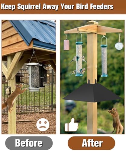 Queension 17 Inch Metal Squirrel Baffle for 4x4 Post and Wooden Pole, 2pcs