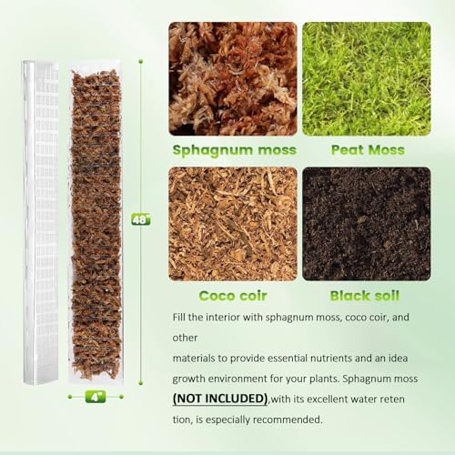 EOX Plastic Moss Pole for Monstera and Climbing Plants, 48-Inch, 2-Pack