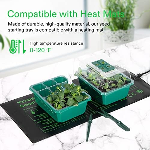VIVOSUN 2 Pack Durable Waterproof Seedling Heat Mat Warm Hydroponic Heating Pad and 12-Pack Seed Starter Trays