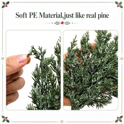12 Pcs Large Christmas Snow Pine Branches, White Frosted Pine Needles Sprig