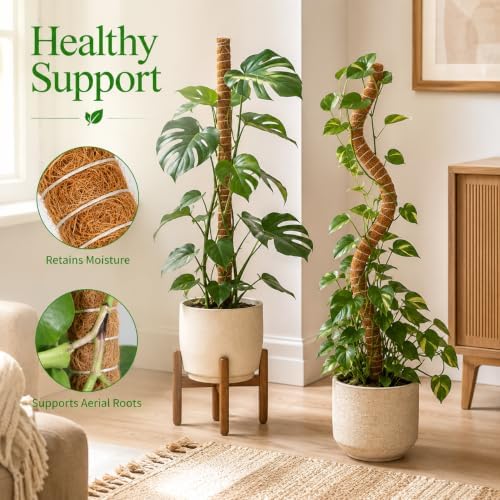 2 Pack Moss Pole for Monstera, 28in Coir Bendable Plant Support Stakes