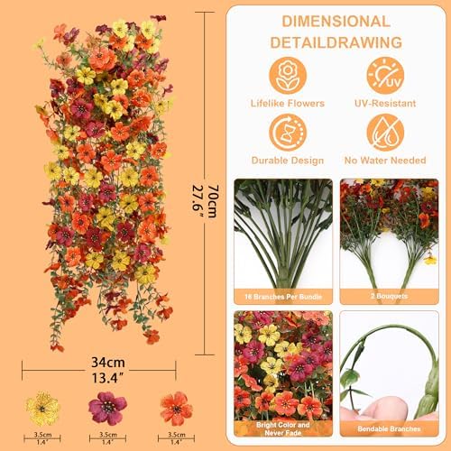 Hommyea Artificial Fake Fall Flowers Plants for Outdoors Mums Home Decor