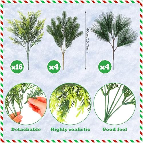 Suncalla 24 Pcs Artificial Christmas Flowers for Outdoors Winter, Classic