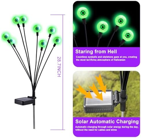 ASMAD Halloween Decorations Outdoor Solar Scary Eyeball Lights,4Pack 32LEDs