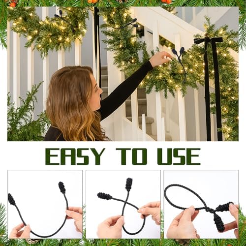 Shappy 36 Pieces Christmas Garland Ties for Banister Reusable, Black